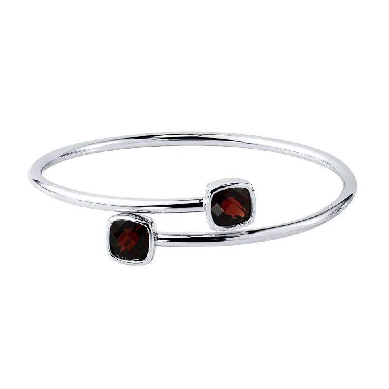 Auriya 5 1/2ct Cushion-cut Red Garnet Bypass Bangle Bracelet Gold over Silver