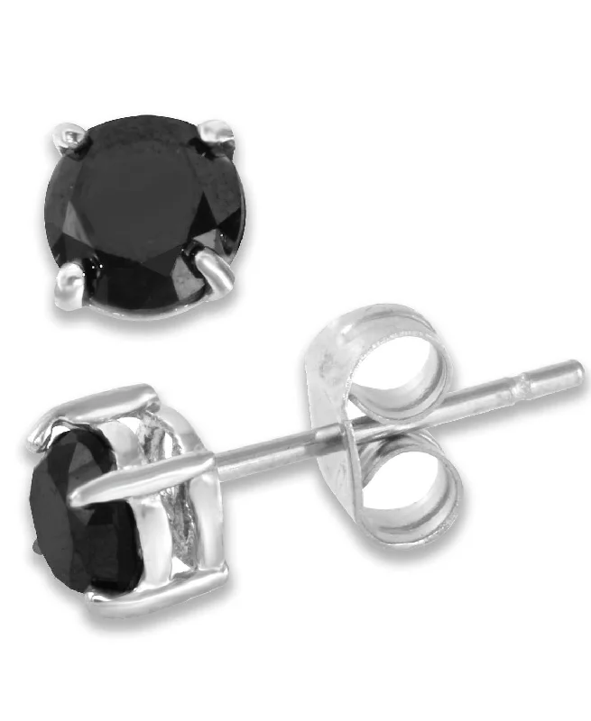 women stylish earrings -10K White Gold 1-1/4 CTW Rd Black Diamond Stud Earrings