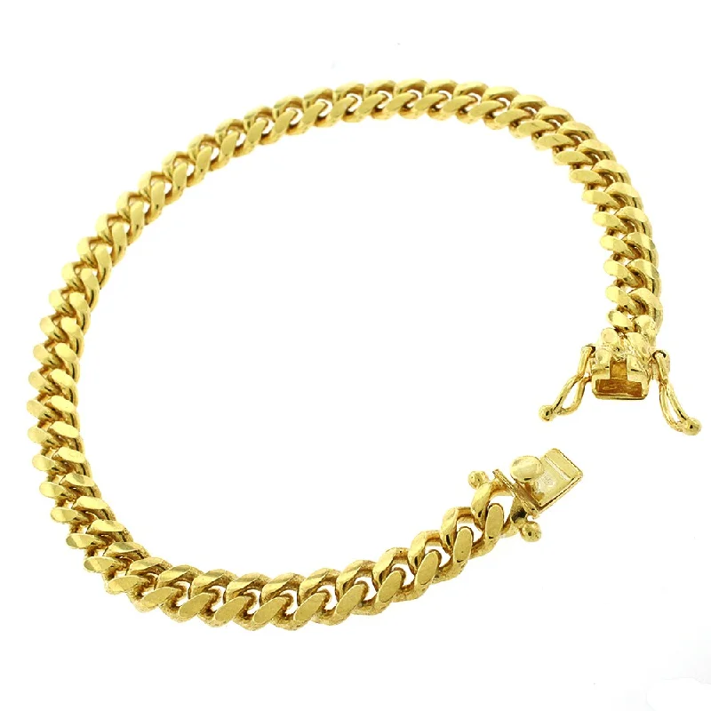 Authentic Solid Sterling Silver 6.5mm Miami Cuban Curb Link .925 Yellow Gold Thick Bracelet Chain 8.5"