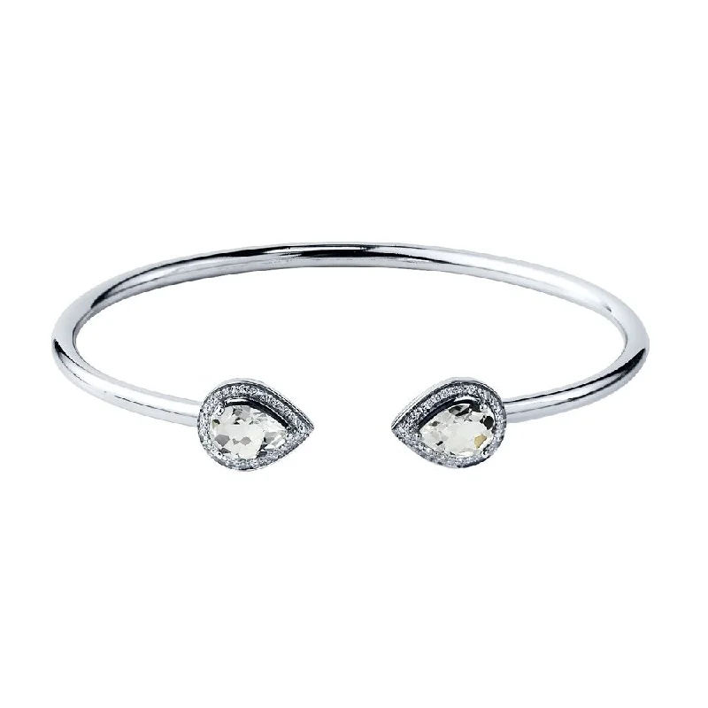 Auriya 2 1/2ct Pear-cut White Topaz Gold over Silver Bangle Bracelet with Diamond Accents