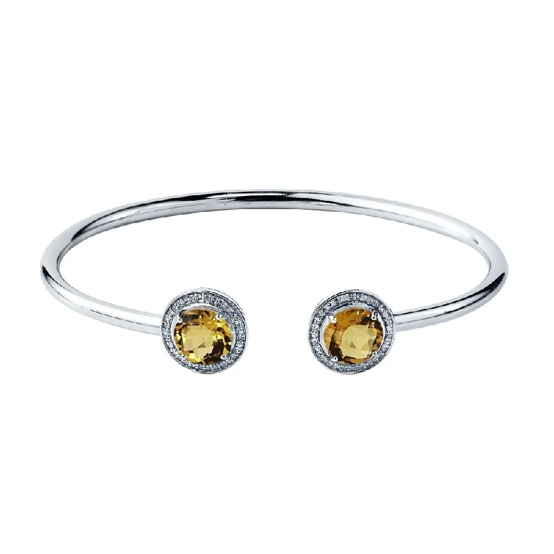 Auriya 3 1/2ct Yellow Citrine Gold over Silver Bangle Bracelet with Diamond Accents