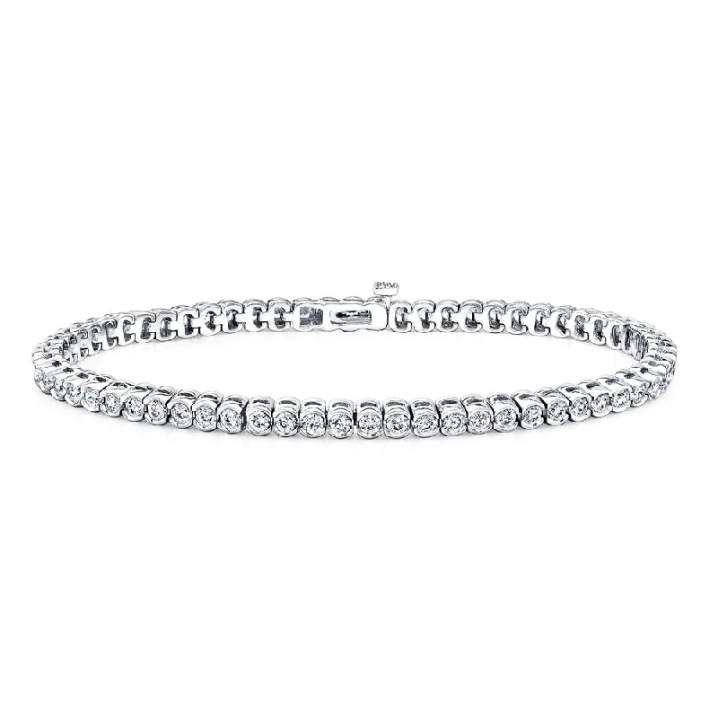 Auriya 14k White Gold 4ct TDW Round Half Bezel Diamond Tennis Bracelet