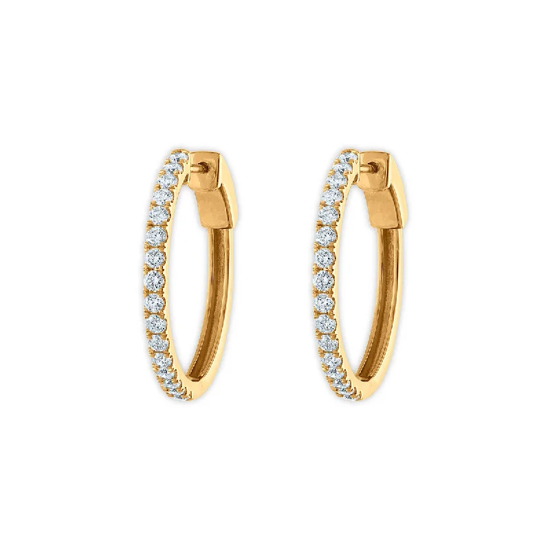 women crystal earrings -EcoLove 1 CTW Lab Grown Diamond Hoop Earrings in 10KT Yellow Gold