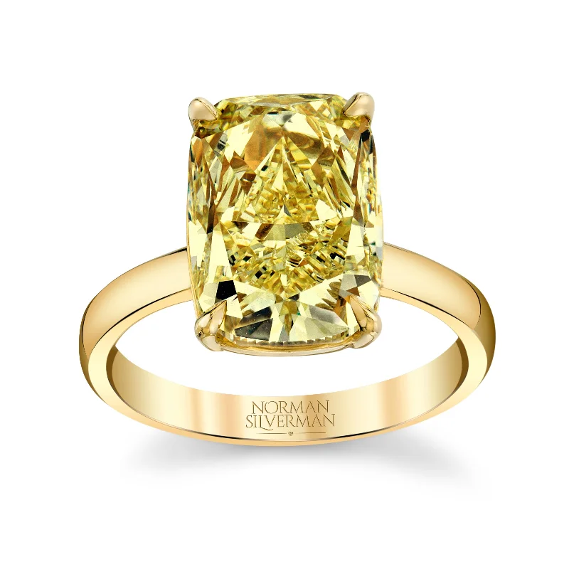 women matching engagement rings -Fancy Light Yellow Cushion Cut Diamond Ring