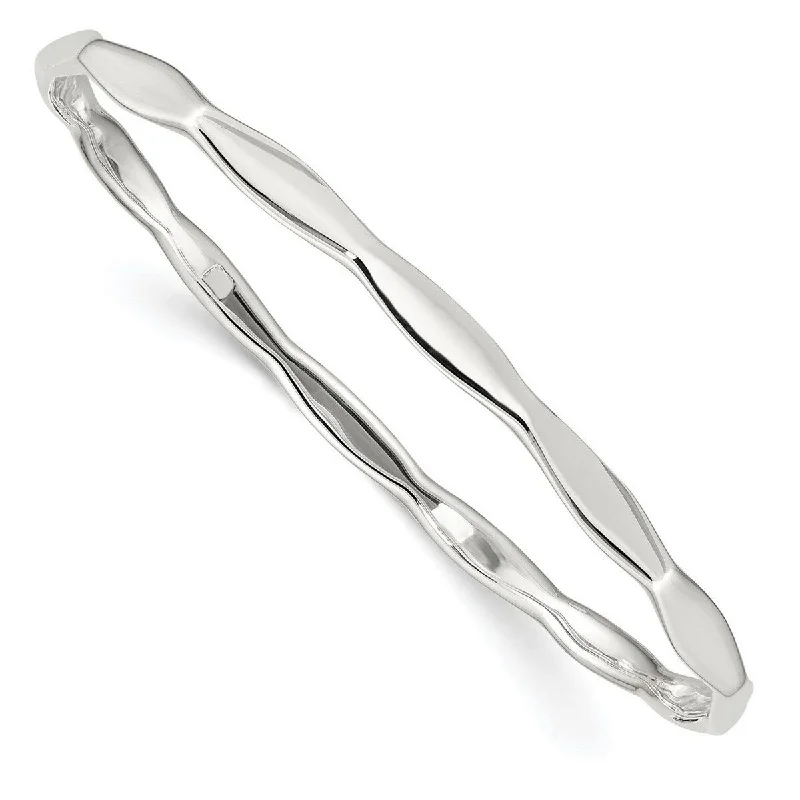 Curata 925 Sterling Silver 7" 5mm Polished Obolong Slip On Bangle Bracelet