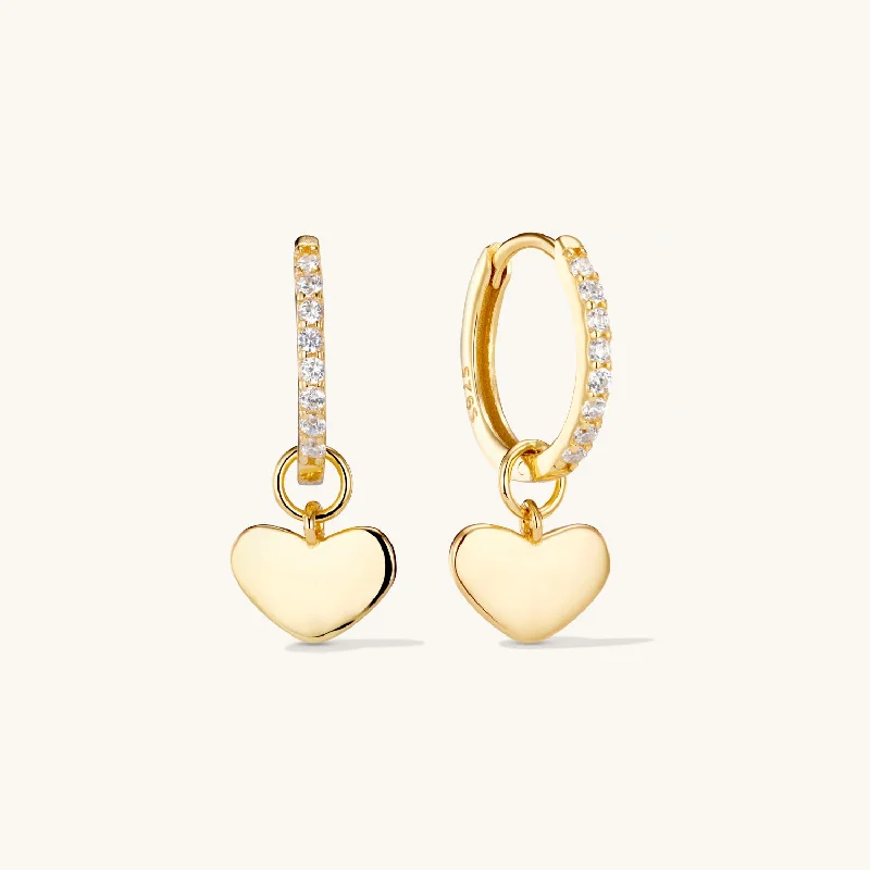 women bridal earrings -Amore Heart Hoop Earrings Gold