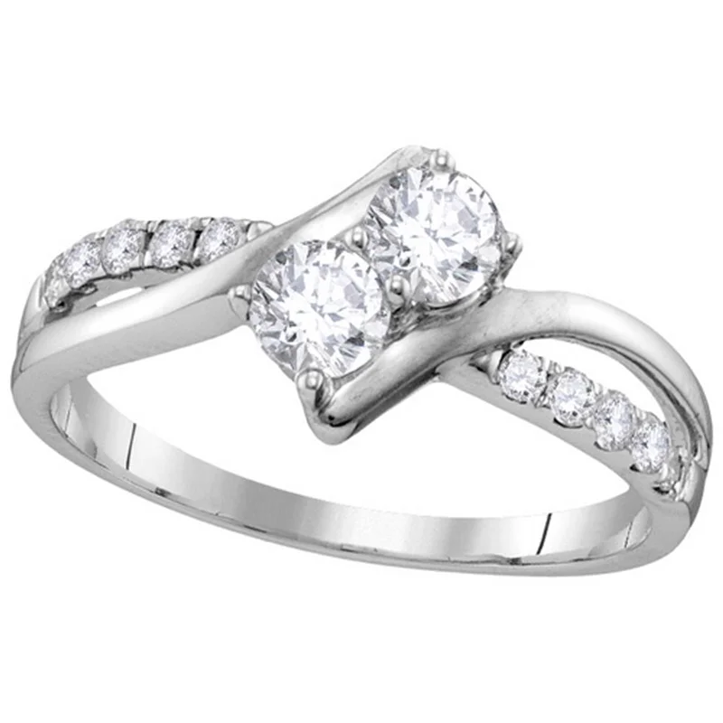 women radiant-cut engagement rings -Hearts Together Diamond Ring 10k White Gold 5/8 CTW 12 Diamonds EGL Certified, 8