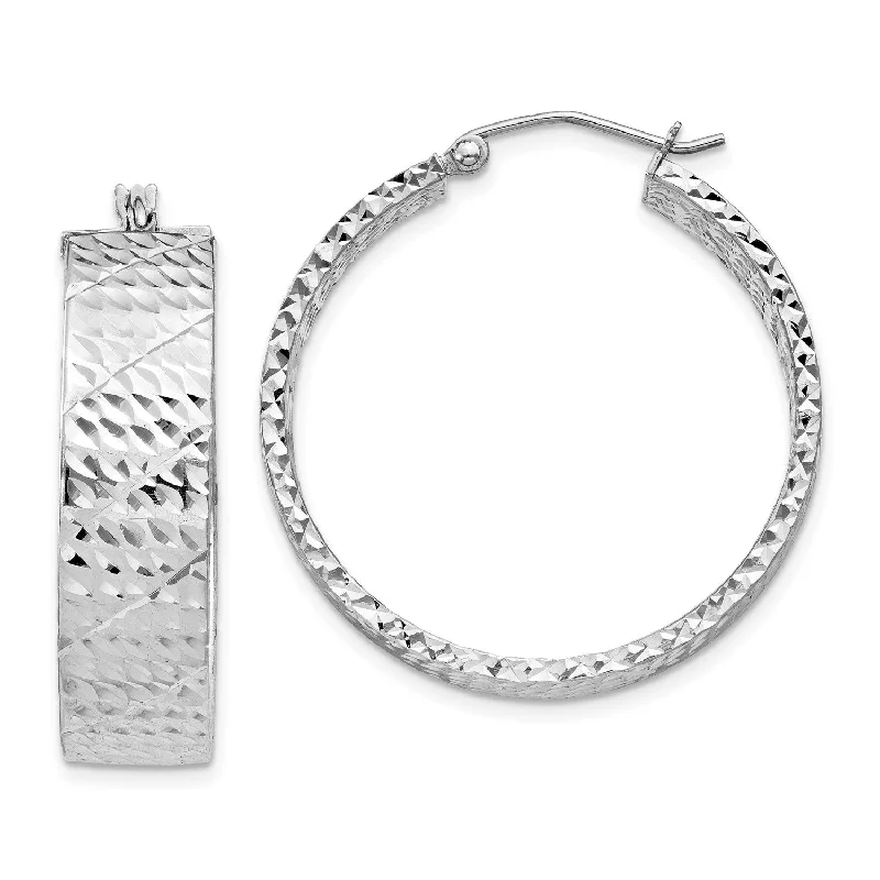 women oversized earrings -Sterling Silver 31MM Diamond-cut Hoop Earrings