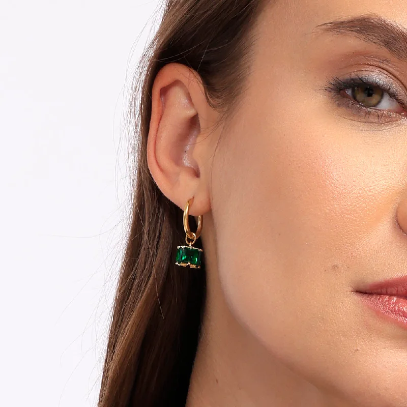 women luxury hoop earrings -Emerald Hoop Earrings