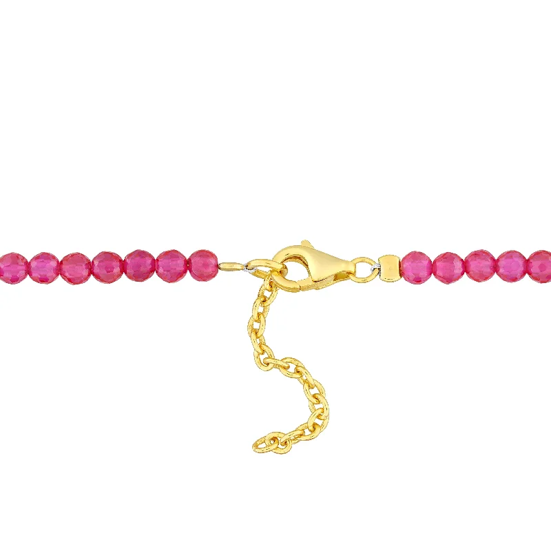 Miadora 3mm created ruby beads 3.04ct tgw Bracelet in Yellow Sterling Silver