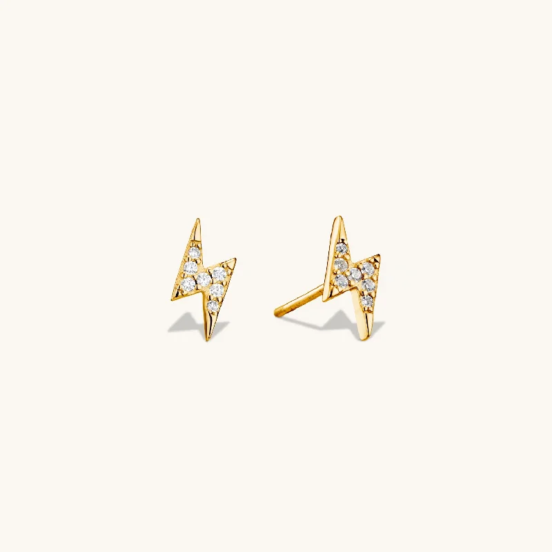 women sterling silver earrings -Lighting Studs In Gold