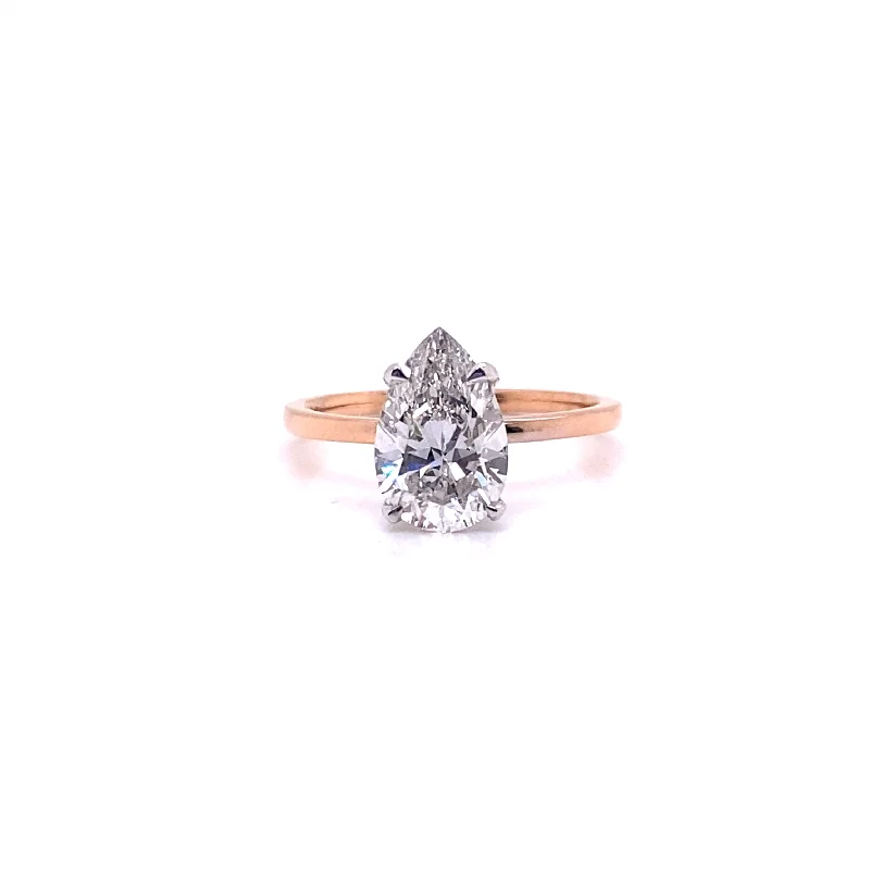 women oval-cut engagement rings -LAVO 2 Carat Pear Shaped Lab Grown Diamond Engagement Ring Rose Gold IGI Certified