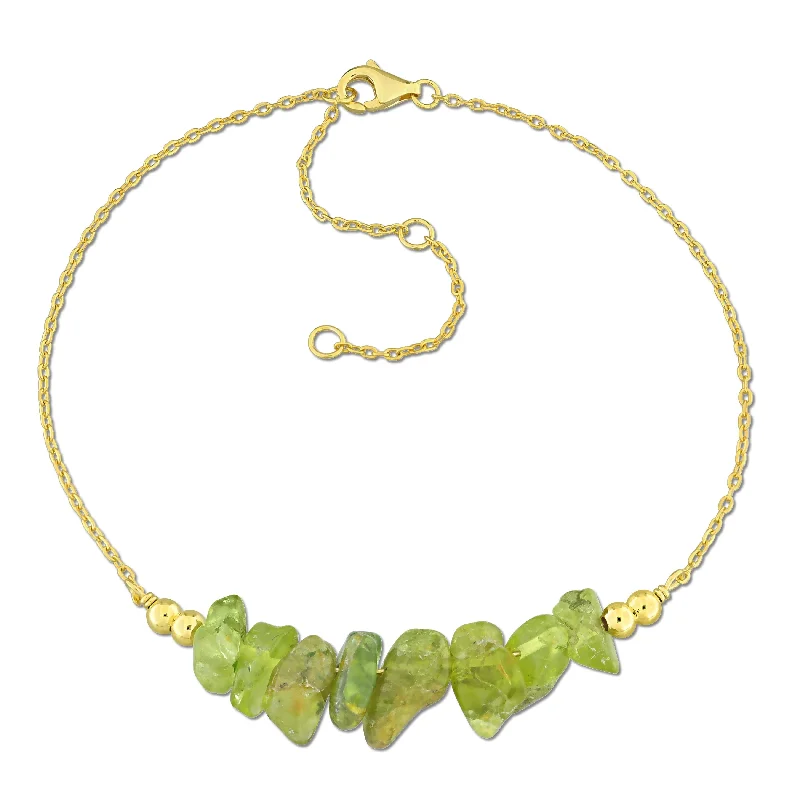 Miadora 1 1/5ct TGW Peridot Bead Chain Bracelet in Yellow Silver-725+2 in