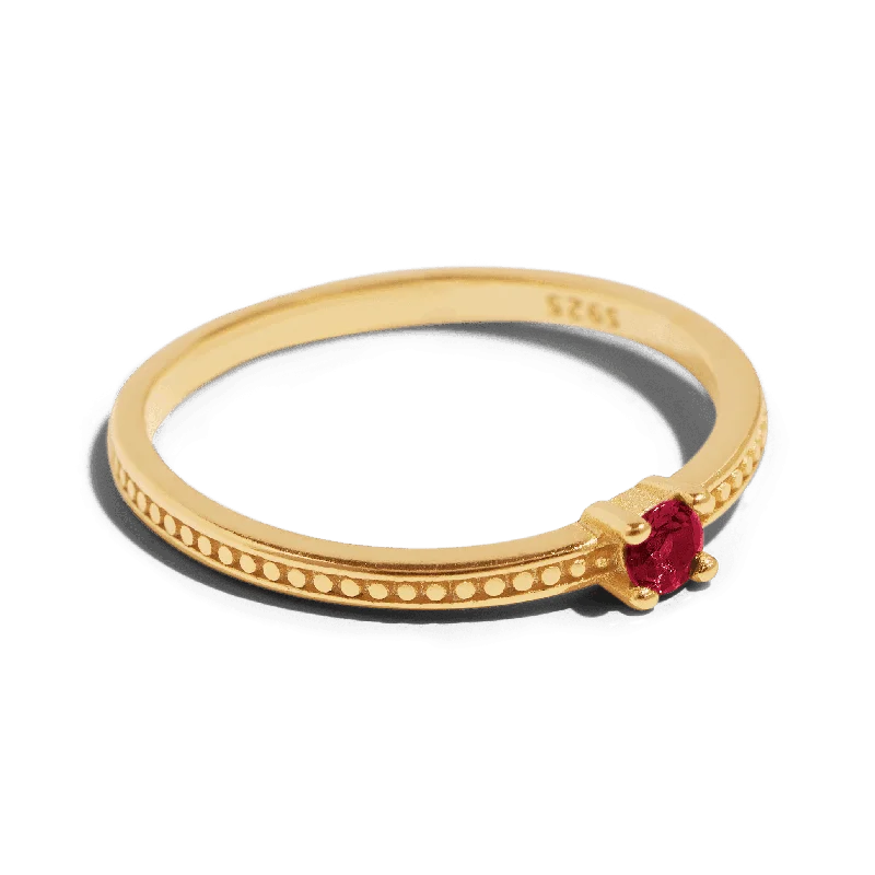 women elegant bracelets -THE EMMA RING RED - Solid 14k gold