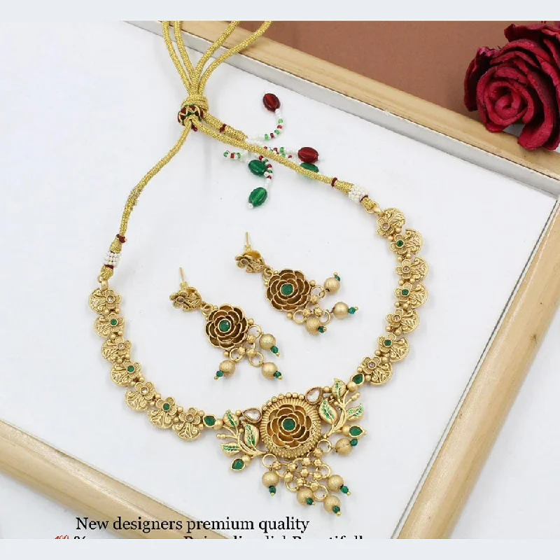 women opal necklaces -Manisha Jewellery Copper Gold Plated Pota Stone Neckklace Set