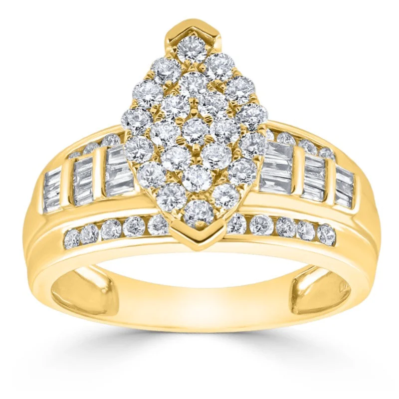 women sleek bracelets -1ctw Diamond Marquise Cluster Ring