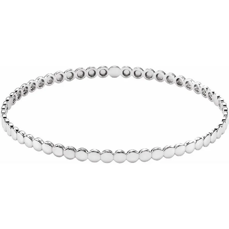 Curata 925 Sterling Silver 7.75" Polished 3.8mm Flat Bead Stackable Bangle Bracelet