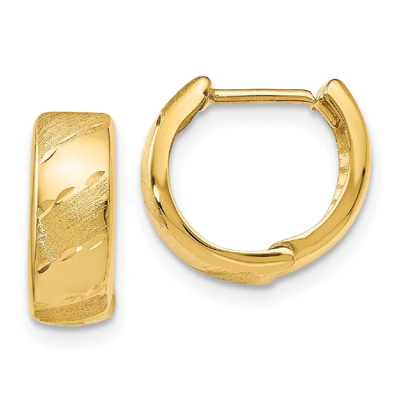 women silver earrings -14KT Yellow Gold 12X13MM Hinged Hoop Earrings