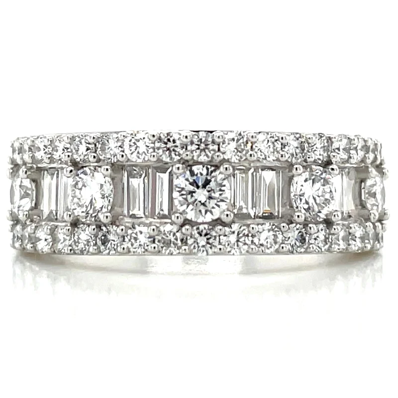 women gemstone engagement rings -14ct White Gold Laboratory Grown 1.20ct Round And Baguette Diamond Ring