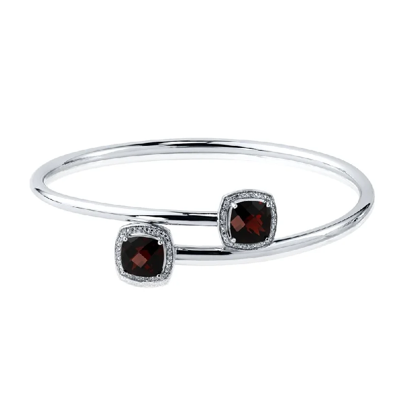 Auriya 5 1/2ct Cushion-Cut Red Garnet Gold over Silver Bangle Bracelet with Diamond Accents