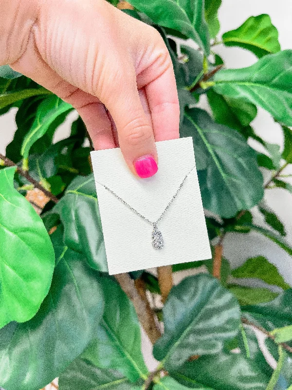 women opal necklaces -Petite Pineapple Pendant Necklace - Silver