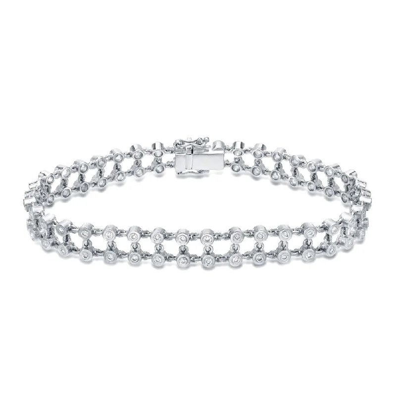 Auriya 14k White Gold 1 1/4ct TDW Bezel Double Row Diamond Bracelet