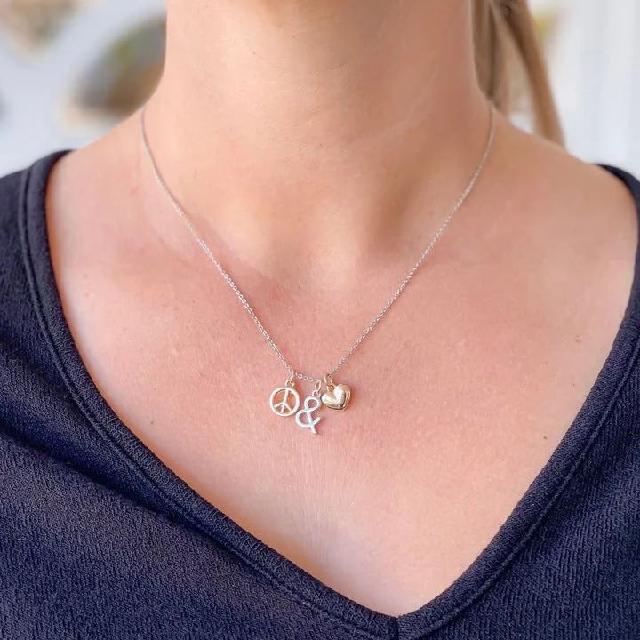 women nature-inspired necklaces -Peace & Love Charm Necklace