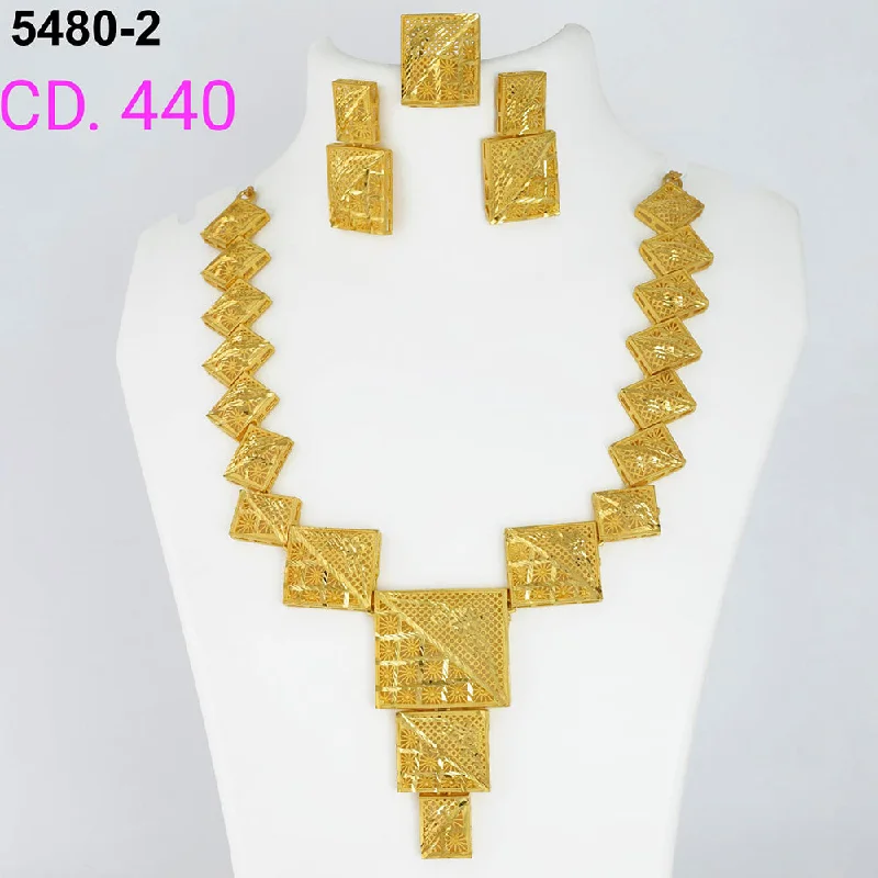 women statement chain necklaces -MR Jewellery Forming Gold Plated Necklace Set