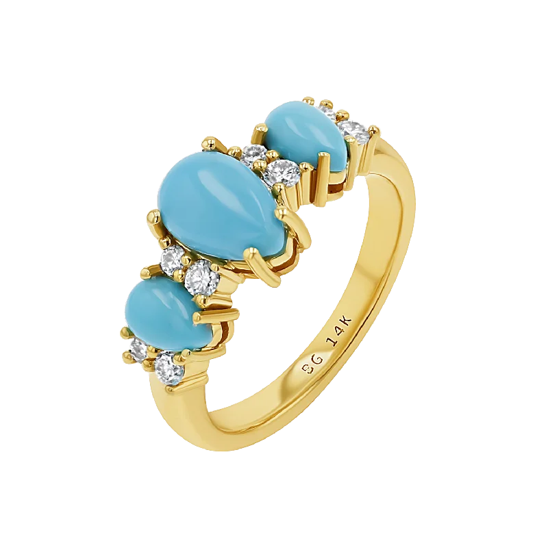 women eternity engagement rings -Three Stone Turquoise & Diamond Ring