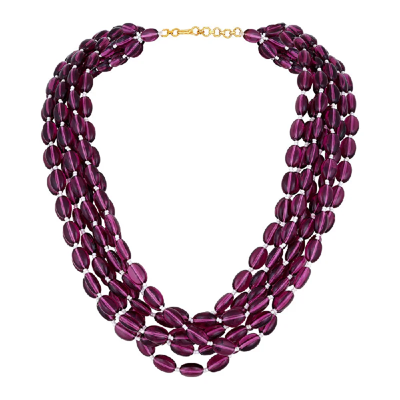 women eco-conscious necklaces -Mahi Multistrand 7 Layers Purple Necklace Chain for Girls and Women (PS1101848GPur)