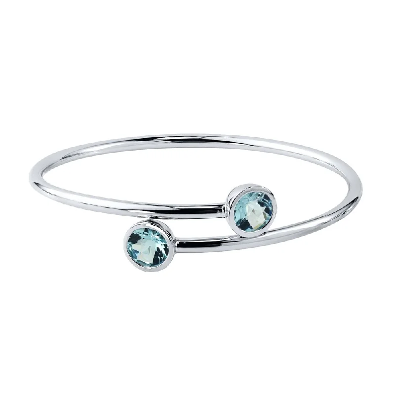 Stackable 4ct Round Sky-Blue Topaz Bypass Bangle Bracelet by Auriya in Gold over Silver