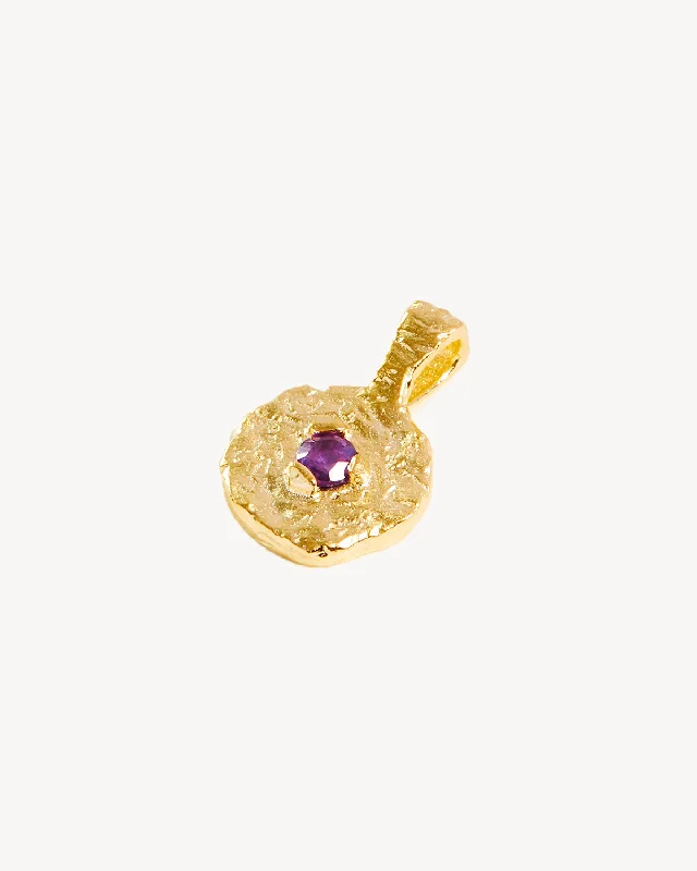 women double-layer necklaces -18k Gold Vermeil Written In The Stars Birthstone Necklace Pendant - February - Amethyst