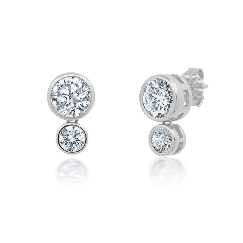 women gemstone earrings -Crislu Platinum Plated Drop Stud Earrings