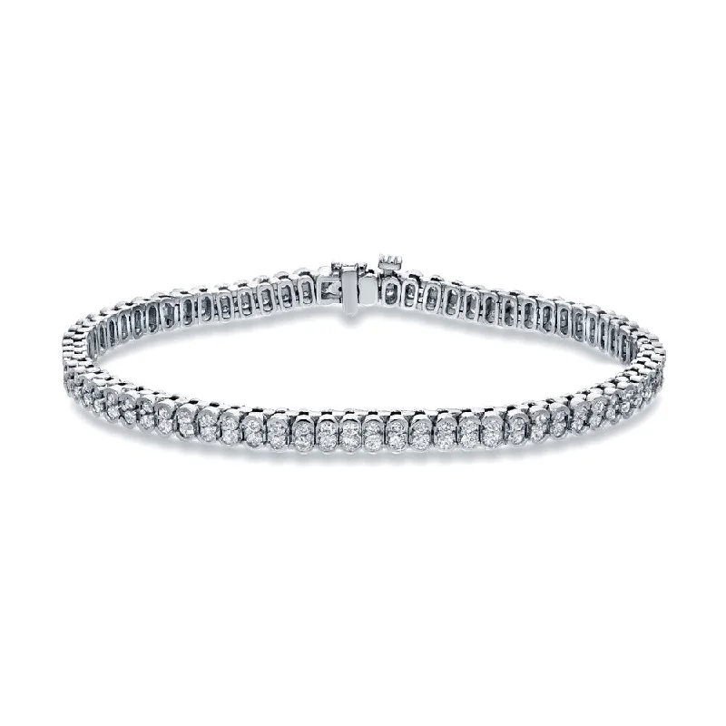 Auriya 3ctw Double Row Round Diamond Tennis Bracelet 14k White Gold - 7-inch