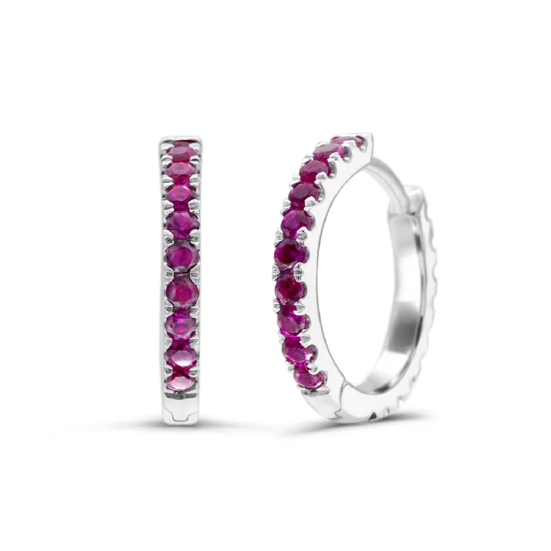 women long drop earrings -Created Ruby and White Sapphire Reversible Hoop Earrings in Sterling Silver