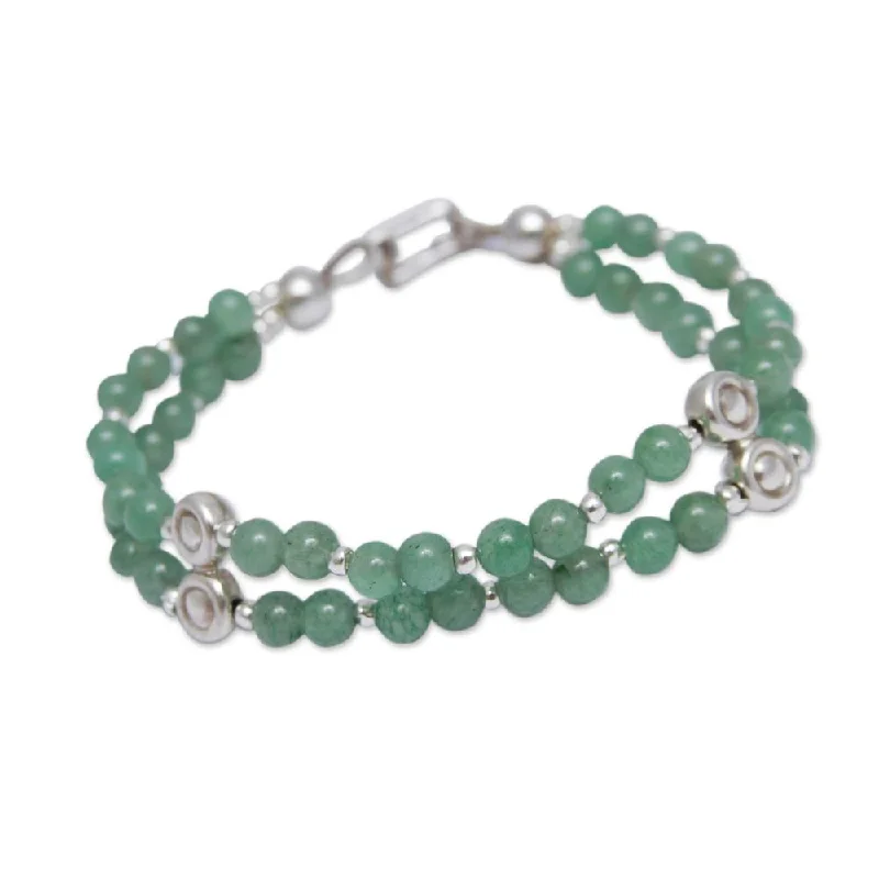 Handmade Sterling Silver 'Luck by Chance' Aventurine Bracelet (Peru)