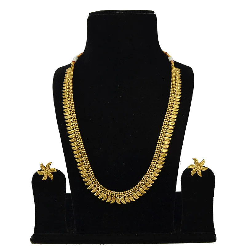 women artistic necklaces -Saloni Fashion Jewellery Gold Plated Long Necklace Set