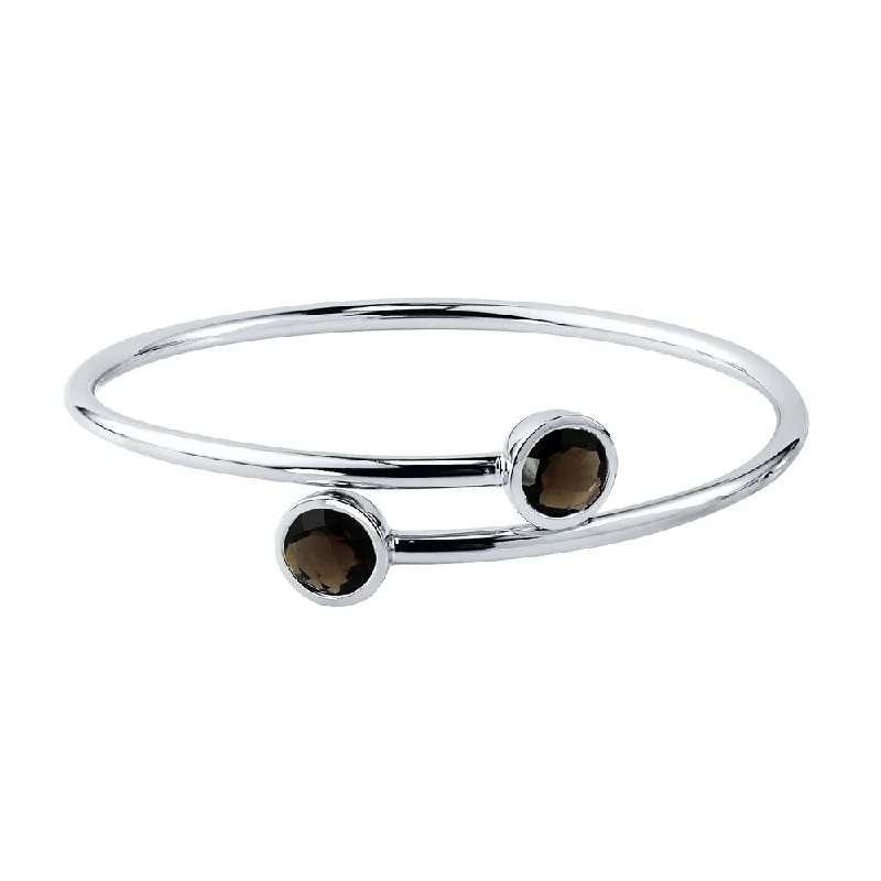 Auriya 3ct Smoky Quartz Bypass Bangle Bracelet Gold over Silver