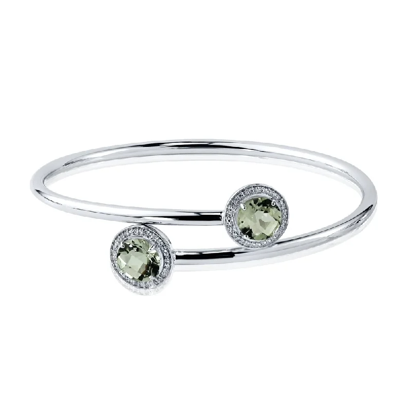 Auriya 3 1/2ct Green Amethyst Gold over Silver Bangle Bracelet with Diamond Accents