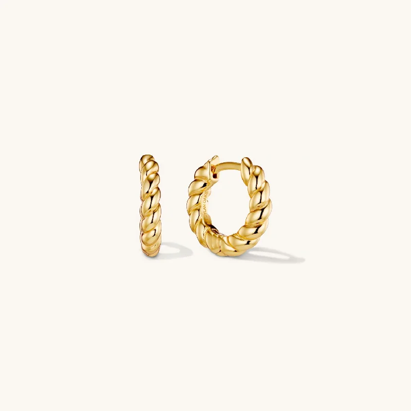 women glamorous earrings -Eternal Rope Huggies in Gold