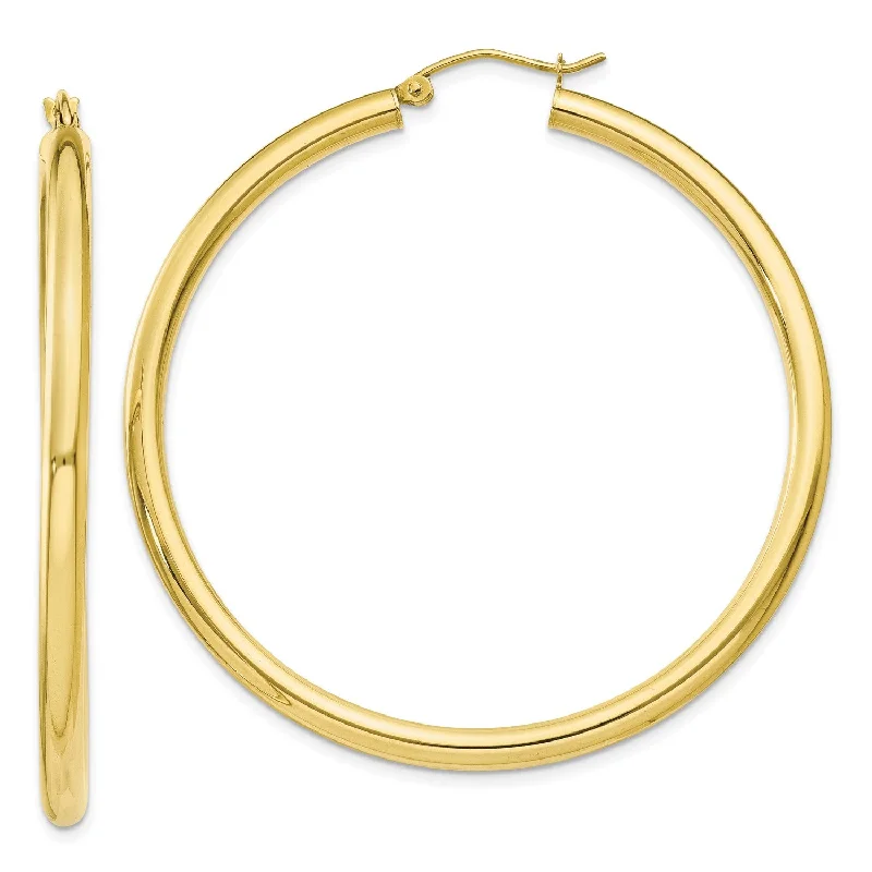 women shimmering earrings -10KT Yellow Gold 45X3MM Hoop Earrings