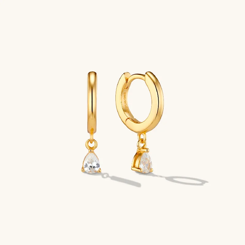 women luxury hoop earrings -Crystal Drop Hoop Earrings Gold