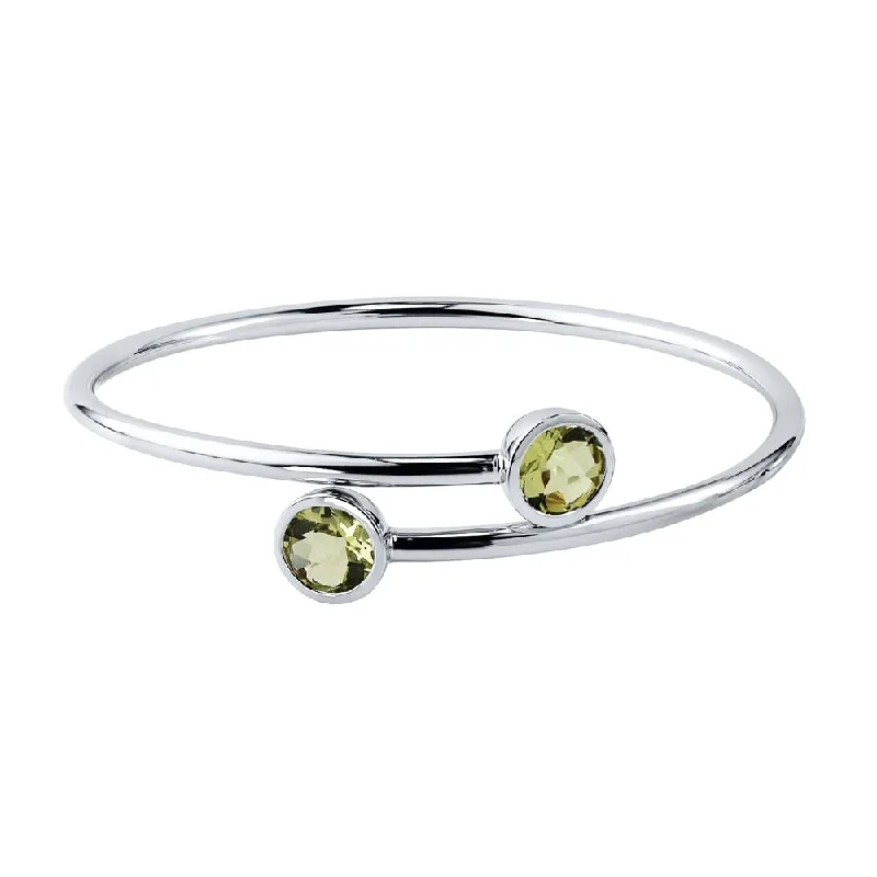 Auriya 3ct Lemon-Green Quartz Bypass Bangle Bracelet Gold over Silver