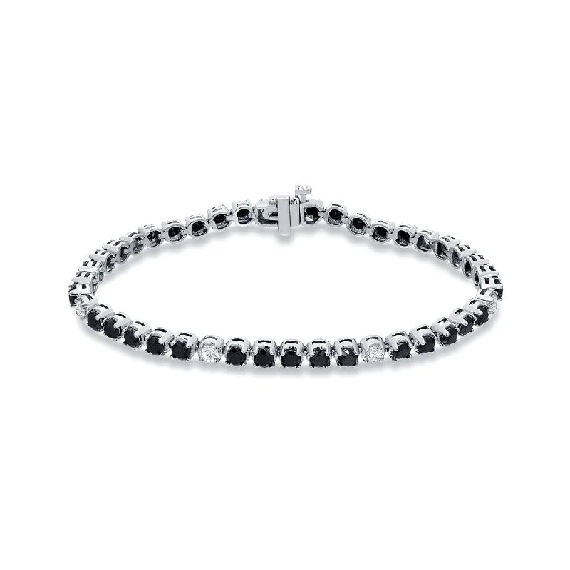 Auriya 14k White Gold 5ct TDW Black and White Diamond Tennis Bracelet