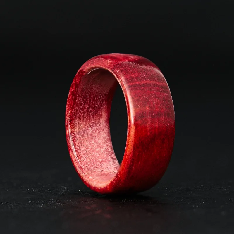 women elegant bracelets -Red Blood Wood Ring