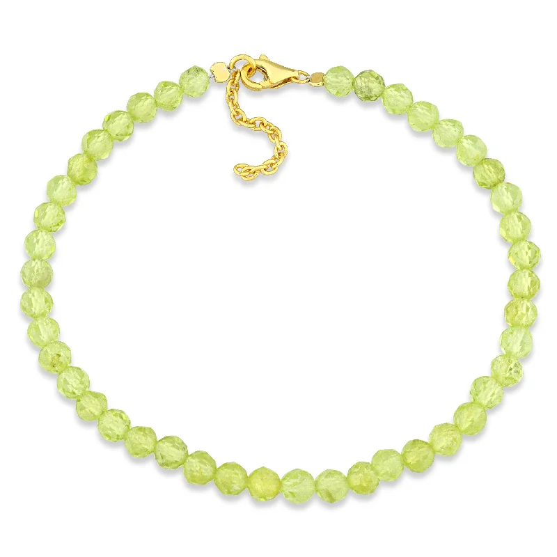 Miadora 4mm Peridot Beads 4.70ct tgw bracelet in Yellow Sterling Silver