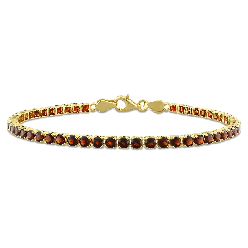 Miadora 5 1/10ct TGW Garnet Tennis Bracelet in Yellow Silver