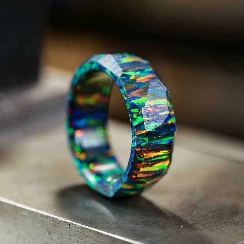 women diamond bangles -Black Fire Opal Ring