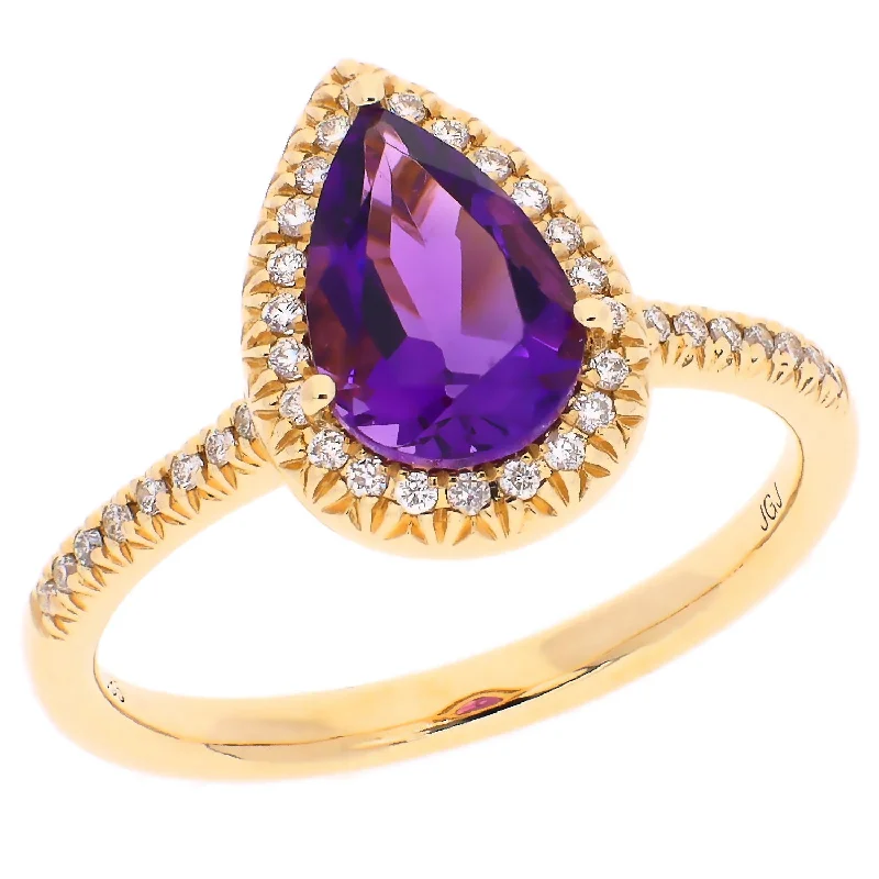 women bangles sets -14K Yellow Gold Amethyst Ring