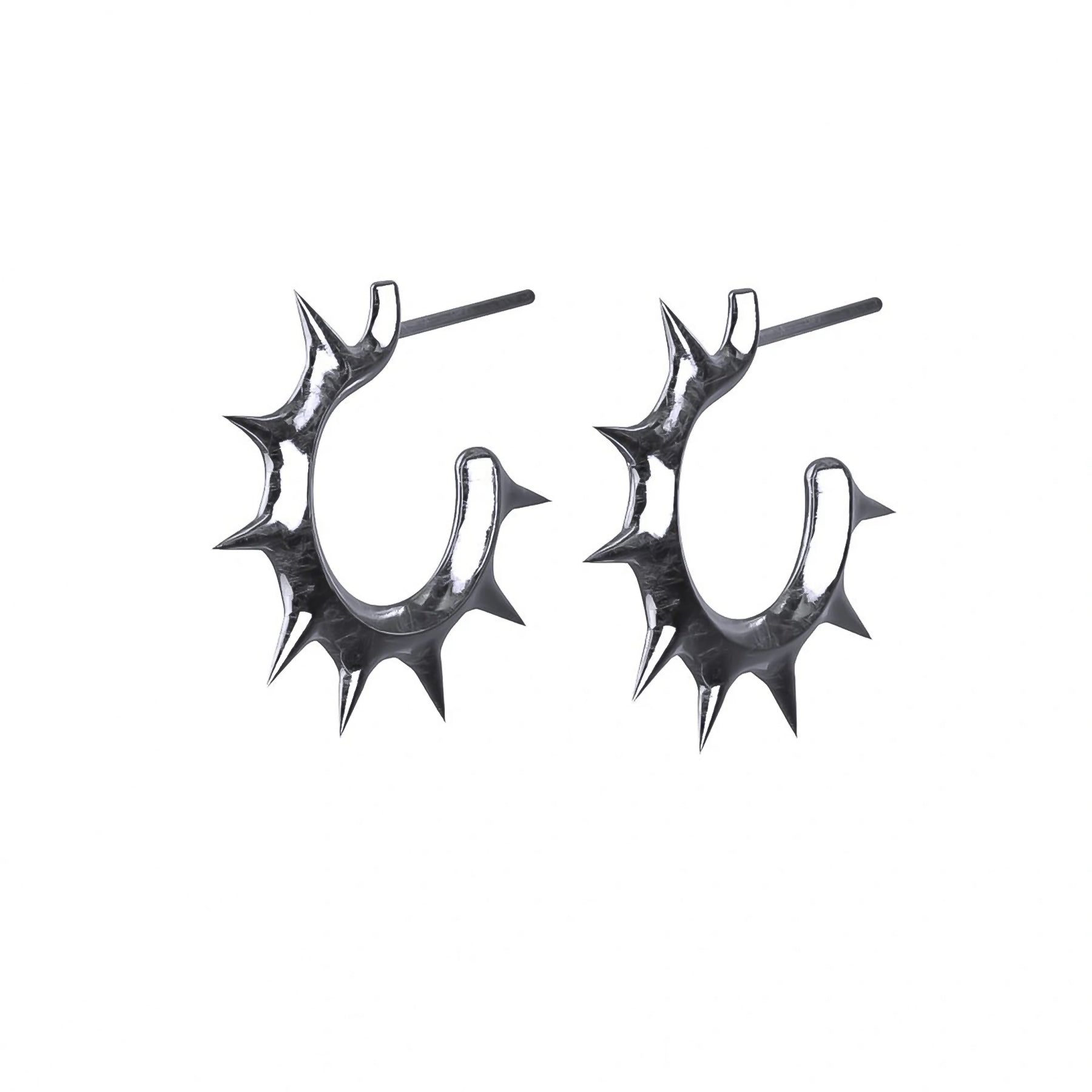 women anniversary earrings -SPIKED OPEN HOOP EARRING